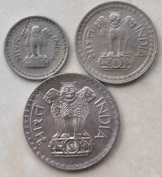 Indija 1974-1976 25-50 Paisa-1 Rupijų Visas Komplektas 3 Vnt Originali Monetų Nekilnojamojo Originalios Monetos