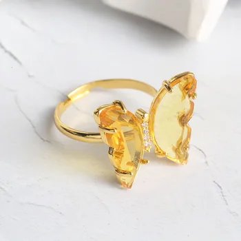 Išskirtinį Kristalų Drugelis Žiedas Boho Stiliaus Romantiška Brangakmenių Žiedas Nuotakos Vestuvių Juostoje Dalyvavimas Juvelyrikos Meilužio Dovana Moterims