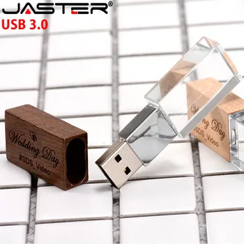 JASTER Didelės Spartos USB 3.0 nemokamai logotipą Vestuvių Fotografija Mediniai Kristalų 64GB 32GB флешка 16GB Versija memory stick flashs