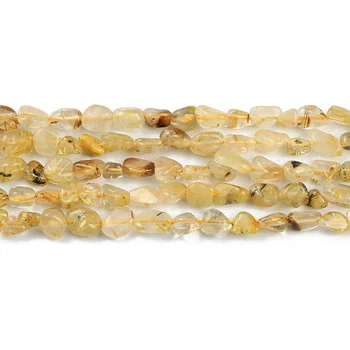 JHNBY Auksinis Kvarcas Rutilated Natūralus Akmuo kristalas Nereguliarus Žvyro 4~7mm tarpiklius Prarasti karoliukai Papuošalai priėmimo apyrankės 