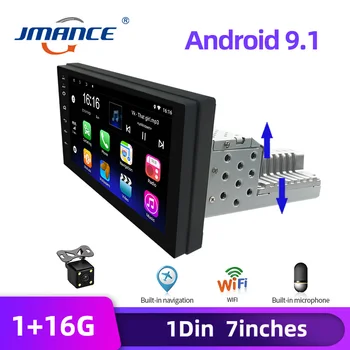 JMANCE Reguliuojamas 1DIN FM 7 Colių Automobilio Stereo Radijas Android 9.1 Susisiekti Ekranas 1080P Automobilio Radijo Grotuvas Quad-Core GPS Navigacijos
