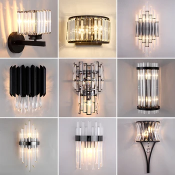 JMZM Šiuolaikinės Black Crystal Sienos Šviesos diodų (LED) Vonios kambarys, Naktiniai staleliai, Lempa Sienos Sconce Lempos, Miegamojo Kambarį Nordic Light Šviestuvai