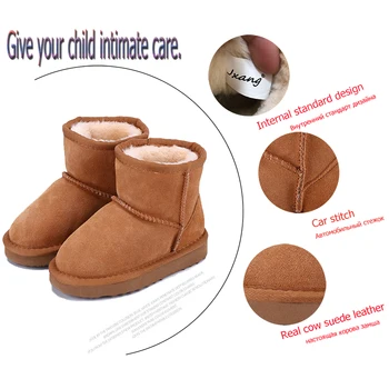 JXANG naujus natūralios odos, vilnos classic sniego batai vaikams, aukštos kokybės Australijos batai berniukams ir mergaitėms, žieminiai batai šilti batai