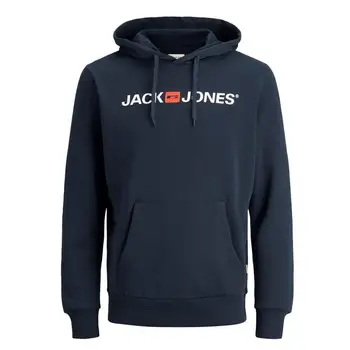 Jack & Jones vyras Prakaito Gaubtu hoodie Noos tamsiai mėlyna viduje vilnos, idealiai ruduo-žiema