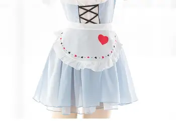 Japonų Anime, Alisa Sexy Lolita Cosplay Tarnaitė Mėlyna Balta Vienodas Suknelė Moteriška Šalis Apatiniai Nustatyti Mokyklos Mergina Kostiumas Maid Suknelė