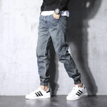 Japonų Stiliaus Mados, Vyrų Džinsai Retro Plauti Denim Krovinių Kelnės Vyrų Haremas Džinsai Streetwear Techninis Apačioje Hip-Hop Poilsiu Džinsai