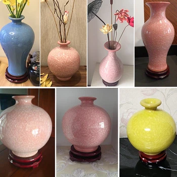 Jingdezhen Tradicinės Kinų keramikos Vaza Aukštos kokybės Ledo krekingo įstiklintas Spalvotų vazos Džiovintos gėlės konteineriai Namų deco