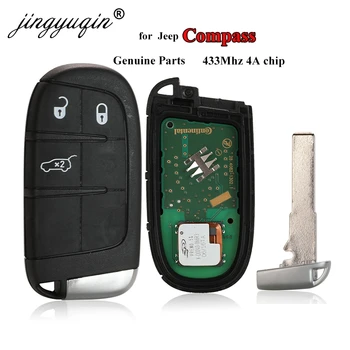 Jingyuqin originalios Dalys Smart Nuotolinio pagrindinės Kontrolės Jeep Compass 433Mhz 4A Originalus Keyless 3 Mygtukai