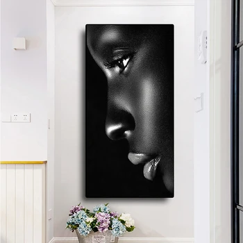 Juoda Veido Portretas Afrikos Meno Moters Naftos Tapyba ant Drobės Cuadros Plakatai ir Spausdinimo Skandinavijos Sienos Nuotrauka už Kambarį