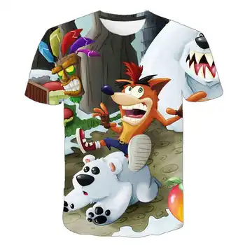 Juokinga 3D Berniukų, mergaičių Crash Bandicoot Marškinėliai vaikams Užsakymą trumpomis Rankovėmis T Shirts vasaros aukštos kokybės juokinga, Vaikų drabužiai viršų