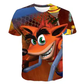Juokinga 3D Berniukų, mergaičių Crash Bandicoot Marškinėliai vaikams Užsakymą trumpomis Rankovėmis T Shirts vasaros aukštos kokybės juokinga, Vaikų drabužiai viršų