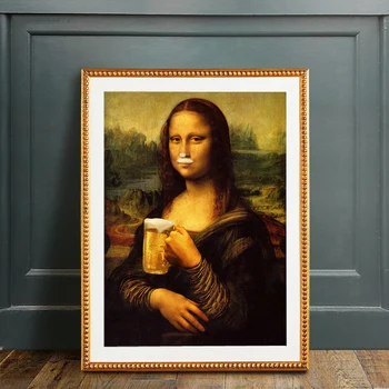 Juokinga Meno Mona Lisa Gerti ir Rūkyti, Plakatai, Drobė Sienos Menas Nuotraukas Da Vinci Žinomų Paveikslų ant Sienos, Namų Dekoro