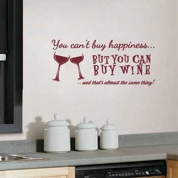 Jūs Negalite Nusipirkti Laimės, Bet Galite Pirkti Vyno KTV Vinilo Sienos Meno Citatos Lipdukas Namų Virtuvėje Baras Sienos Lipdukai Dekoratyviniai Karaoke