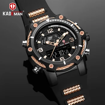 KADEMAN Vyrų Watchs Storio Atveju Karinės Sporto Prabanga 3ATM Dual Judėjimo LED Laikrodį Atsitiktinis Vyras Gumos Laikrodis Relogio Masculino