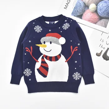 KALĖDOS sniego berniukų, mergaičių megztiniai vaikams kalėdų megztinis storas, šiltas megzti drabužiai vaikams, drabužiai medvilnės ilgomis rankovėmis viršūnes 3-9Y