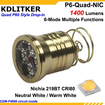 KDLITKER P6-Quad Quad Nichia 219BT 1400 Liumenų 3V - 9V P60 Drop-in Modulis (Dia. 26.5 mm)