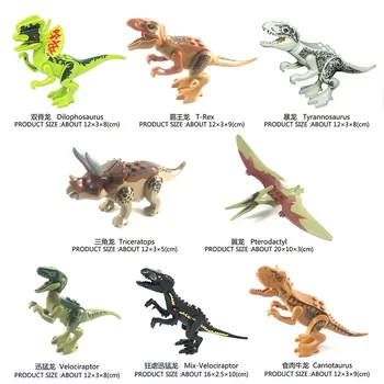 KF826 Blokai Pasaulio Mėlyna Dinozaurų Tyrannosaurs Rex Skaidrios Modelio Plytų Švietimo Žaislai Vaikams Dovanų