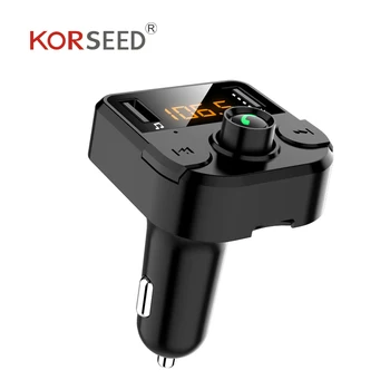 KORSEED Dvigubas USB automobilinis įkroviklis su FM siųstuvas Bluetooth laisvų rankų FM moduliatorius, automobilinis telefonas, kroviklis, skirtas 