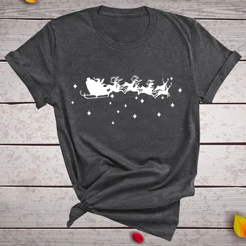 Kalėdų Marškinėliai Moterims Juokinga Elnias Krepšelį Atspausdinta Marškinėliai Harajuku Ulzzang Tumblr Tees Camiseta Mujer Mados Kalėdų Drabužius