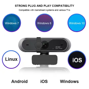 Kamera 1080p USB 1920*1080 Web Kamera Full Hd 1080p Web Cam Kompiuterių Su Triukšmo Mažinimo Mikrofonas Auto Focus Nešiojamas Karšto