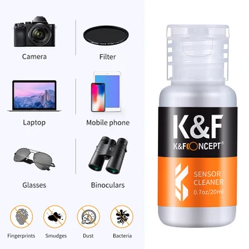 K&F Sąvoka 16mm APS-C valymo rinkiniai 16Pcs valymo stick 20ml valymo skystis, PU dulkių gumines pirštines VEIDRODINIŲ Fotoaparatų