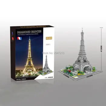 Karšto Lepining miesto klasikinis kūrėjai garsaus architektūros Eiffels Bokštas, Paryžius, Prancūzija modelis mini micro diamond blokai, plytos, žaislai