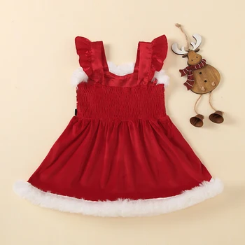 Karšto Pardavimo Vaikų Mergaičių Kalėdų Apvalios Kaklo Santa Suknelės, Laisvalaikio Komforto Baby Girl Kostiumas Juostos Suknelė Lašas Laivas