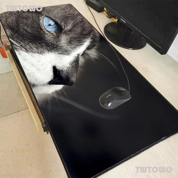 Karšto Parduoti Extra Large Mouse Pad Gyvūnų Katė Mėlynos Akys Žaidimų Kilimėlis Natūralios Gumos Su Fiksavimo Krašto Žaidimų Pelės Kilimėlis