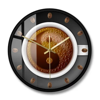 Kavos Slient Sieninis Laikrodis Virtuvės Kavinė Namas Meno Dekoro Kavos Pupelių Yin Yang 