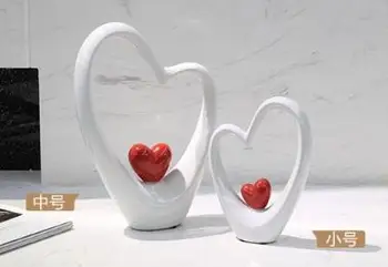 Keramikos statula namų dekoro amatų kambarį apdailos keramika širdies ir širdies ornamentas porceliano figūrėlės vestuvių papuošalai