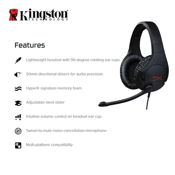 Kingston HyperX Debesis Auriculares Žaidimų Ausinės Su mikrofonu Profesinės esport ausines AMP7.1 Virtual Surround Sound