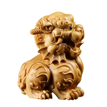 Kinijos Drakonas gyvūnų Kylin medienos pi xiu skulptūra, statula Zodiako kambarį apdailos laimingas drakonas dekoro ir namų reikmenys