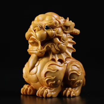 Kinijos Drakonas gyvūnų Kylin medienos pi xiu skulptūra, statula Zodiako kambarį apdailos laimingas drakonas dekoro ir namų reikmenys
