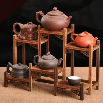 Kinijos Kung Fu arbatos puodą Amatų Ekranas Turėtojas Lentynos Arbatinukas Arbatos Rinkinys Medžio drožyba Stendas Apdaila Namo Arbatos Priedai
