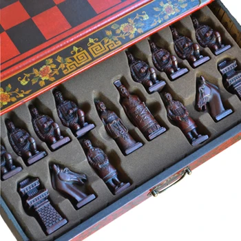 Kinijos Retro Terakotos Karių Šachmatų Derliaus Drožyba Dervos Chessman Kalėdų Gimtadienio Priemokos Dovanų Kokybės Medienos Medžiagos