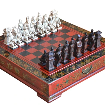 Kinijos Retro Terakotos Karių Šachmatų Derliaus Drožyba Dervos Chessman Kalėdų Gimtadienio Priemokos Dovanų Kokybės Medienos Medžiagos