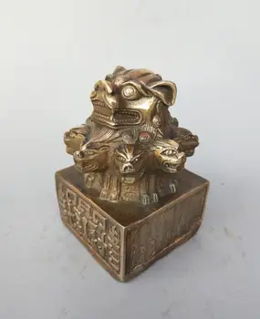 Kinijos gryno žalvario devynių liūto galvą, imperatoriaus jade antspaudas