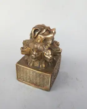 Kinijos gryno žalvario devynių liūto galvą, imperatoriaus jade antspaudas