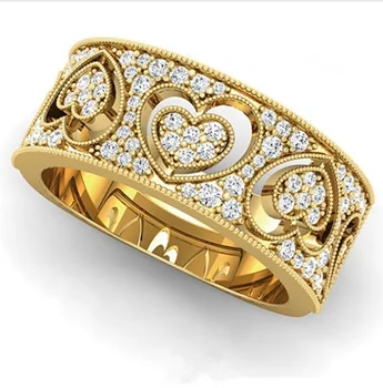 Klasikinis Mados Aukštos Kokybės Aukso Širdies Vestuvinis Žiedas Ir Vestuvių Dovana Žiedas