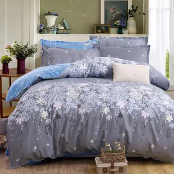 Klasikinis patalynės komplektas 5 dydis pilka mėlyna gėlių lovos užvalkalai 4pcs/set antklode padengti nustatyti Sielovados paklode AB pusėje antklode padengti 50
