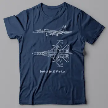 Kokybės Viršūnes Hipster Tees Karinės T-Shirt Rusijos Lėktuvas Naikintuvas - Dry Su 27 Sparno Planas F16 F22Custom Marškinėliai Spausdinimas