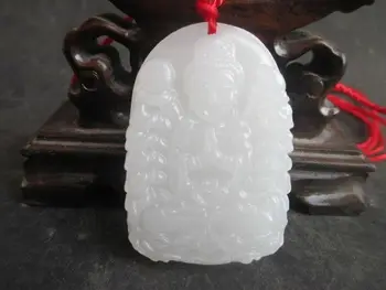 Kolekcionavimas Kinijos Hetian Jade Jade Raižyti Litų ranka Guan Yin Kwan-yin Bodhisatvos Išskirtinį Mažas Pakabukas