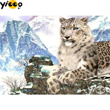 Kvadratiniu/apvalus Diamond Gręžimo, Dažymo kryželiu Snow leopard Deimantas, kalnų krištolas Siuvinėjimo Mozaikos Dekoro BX1252