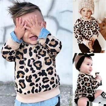 Kūdikių Megztinis Vaikų Leopard Katytė Spausdinti Mergaitė Berniukas Drabužius Mielas Pyplys Mergina Drabužių Nustatyti Oullovers 1-7T viršutinių drabužių siuvimas