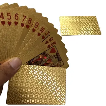 Kūrybos Aukso Folija Pokerio Kempingo Paplūdimys Pokerio Žaidimas, Plastiko Atsparus Vandeniui Juoda Pokerio Aukso Folija Padengti Kortų Aukštos Kokybės