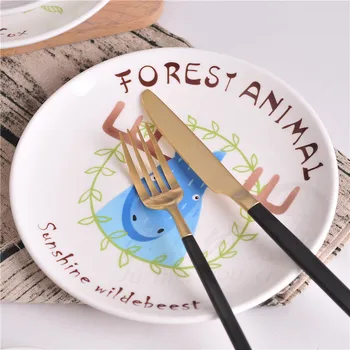 Kūrybos Gyvūnų Fox Animacinių filmų Desertas pusryčiai plokštė Keramikos sriuba plokštės kepsnys vaisių patiekalas Vaikų patiekalų, Porceliano Indai, Lėkštės