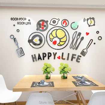 Kūrybos Instagram Šiaurės stiliaus virtuvės reikmenys lipdukai 3D 3d sienos akrilo restoranas fono sienos dekoratyviniai lipdukai