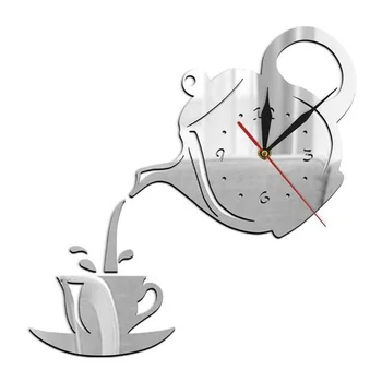 Kūrybos Kavos Puodelio Arbatos Sieninis Laikrodis 3D Akrilo Virdulys Formos Sieniniai Laikrodžiai Office Home Virtuvė, Valgomasis, svetainė Apdaila