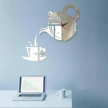Kūrybos Kavos Puodelio Arbatos Sieninis Laikrodis 3D Akrilo Virdulys Formos Sieniniai Laikrodžiai Office Home Virtuvė, Valgomasis, svetainė Apdaila
