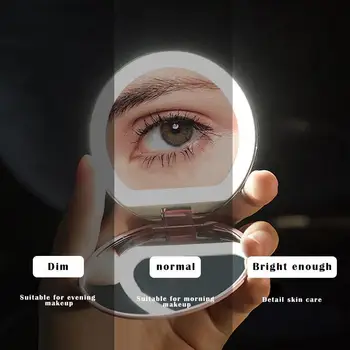 LED Apšviesta Kelionės 10X Makiažo Veidrodėliai Šviesos Detalių Kelionės Mažas Sulankstomas Didinamojo stiklo Apvalus 10x HD Aiški-Priedai
